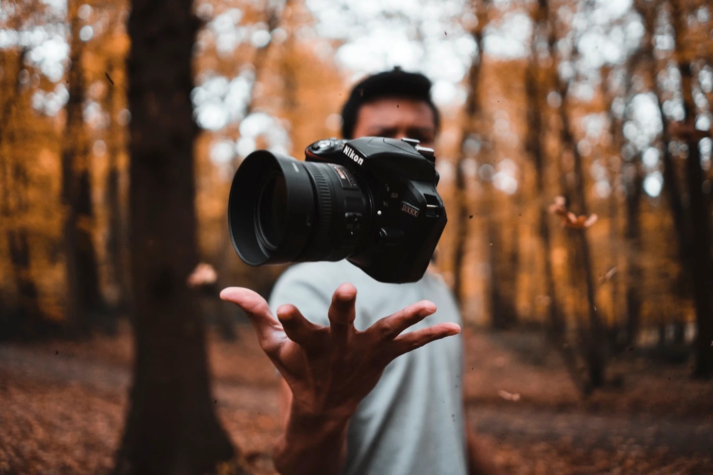 Professional photographer capturing best shots at event